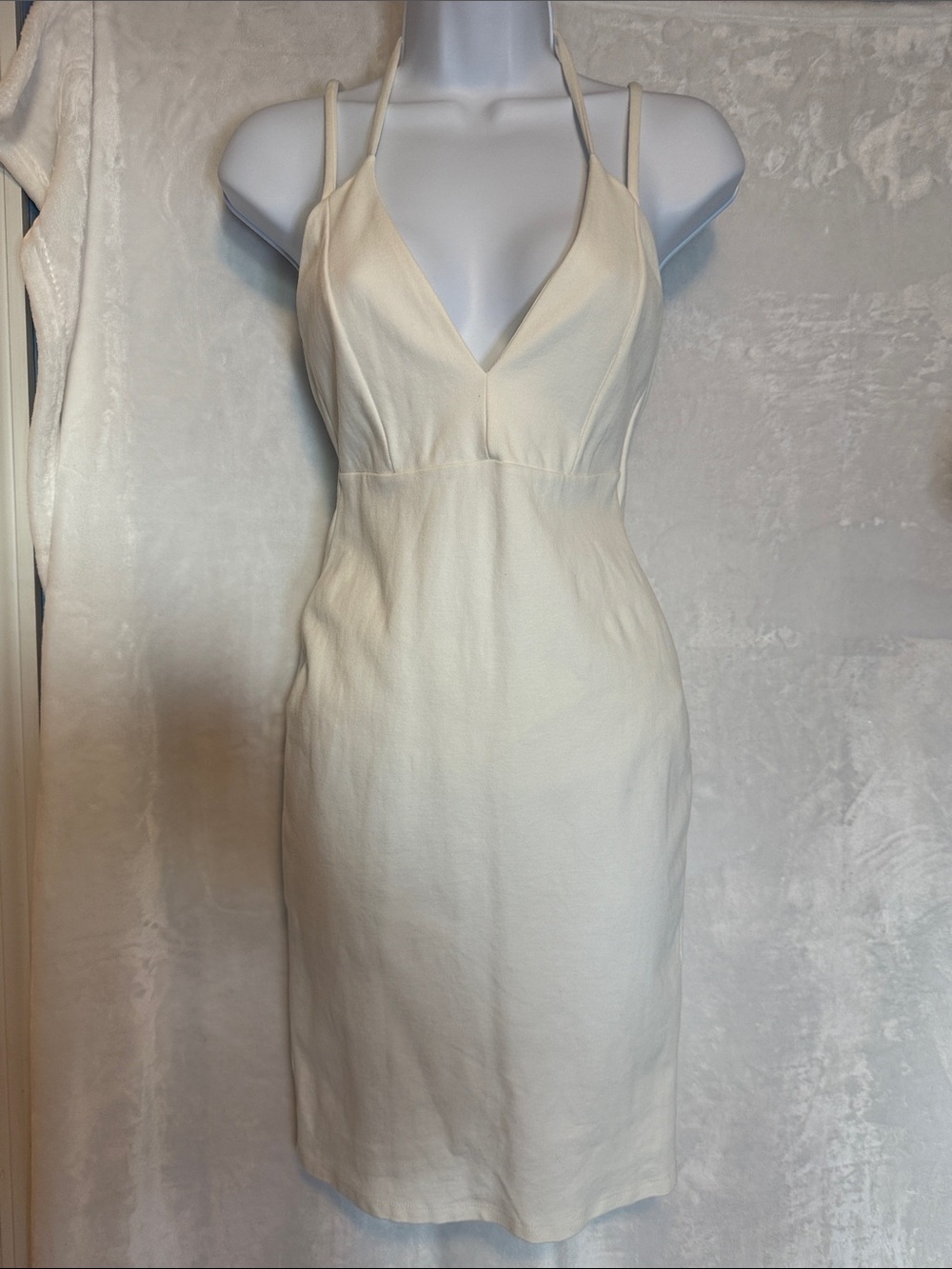 Women's winter white halter neck dress